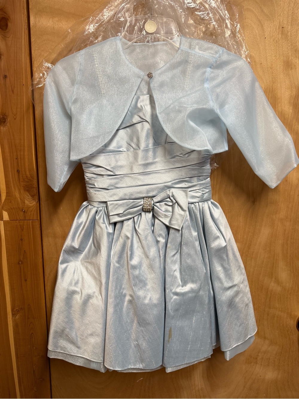 Elegant Light Blue Girls' Party Dress with Bolero